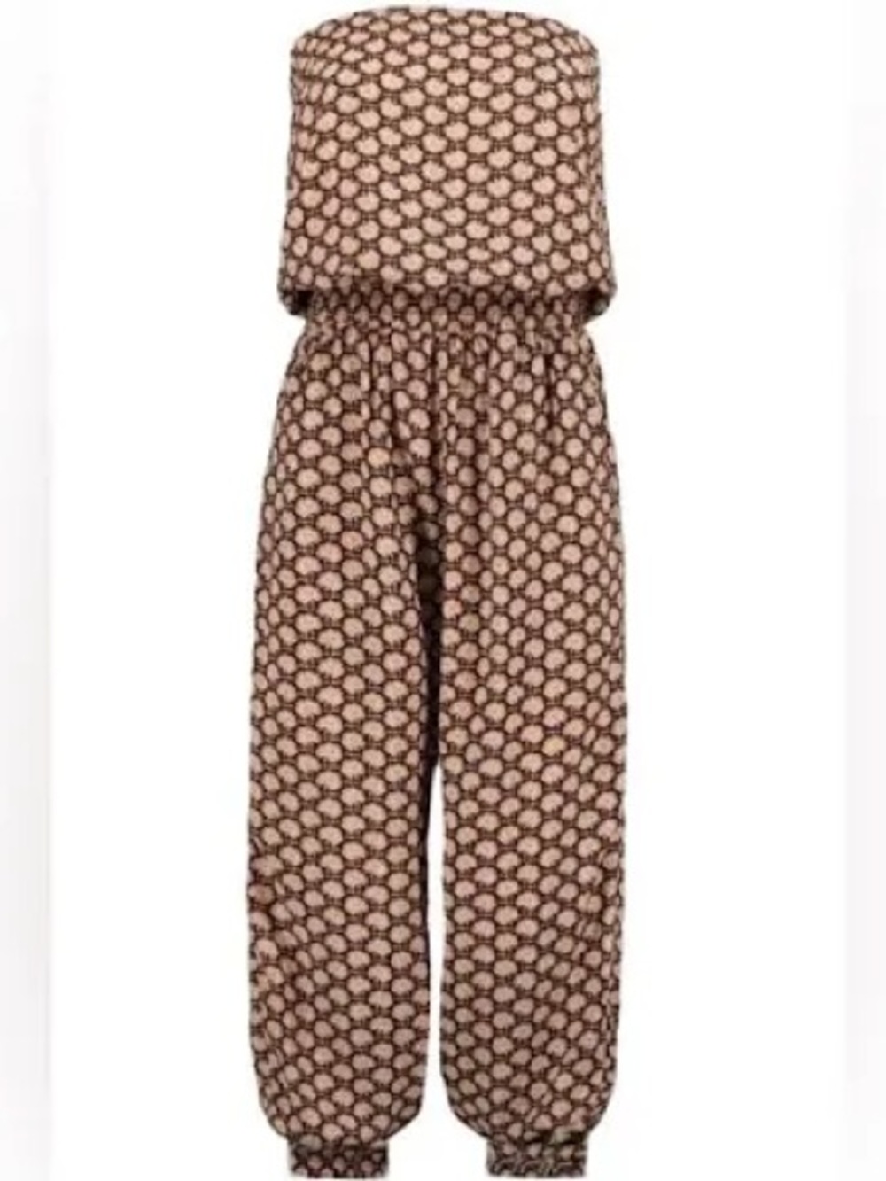 bishop + young Brown and Pink Printed Strapless Jumpsuit